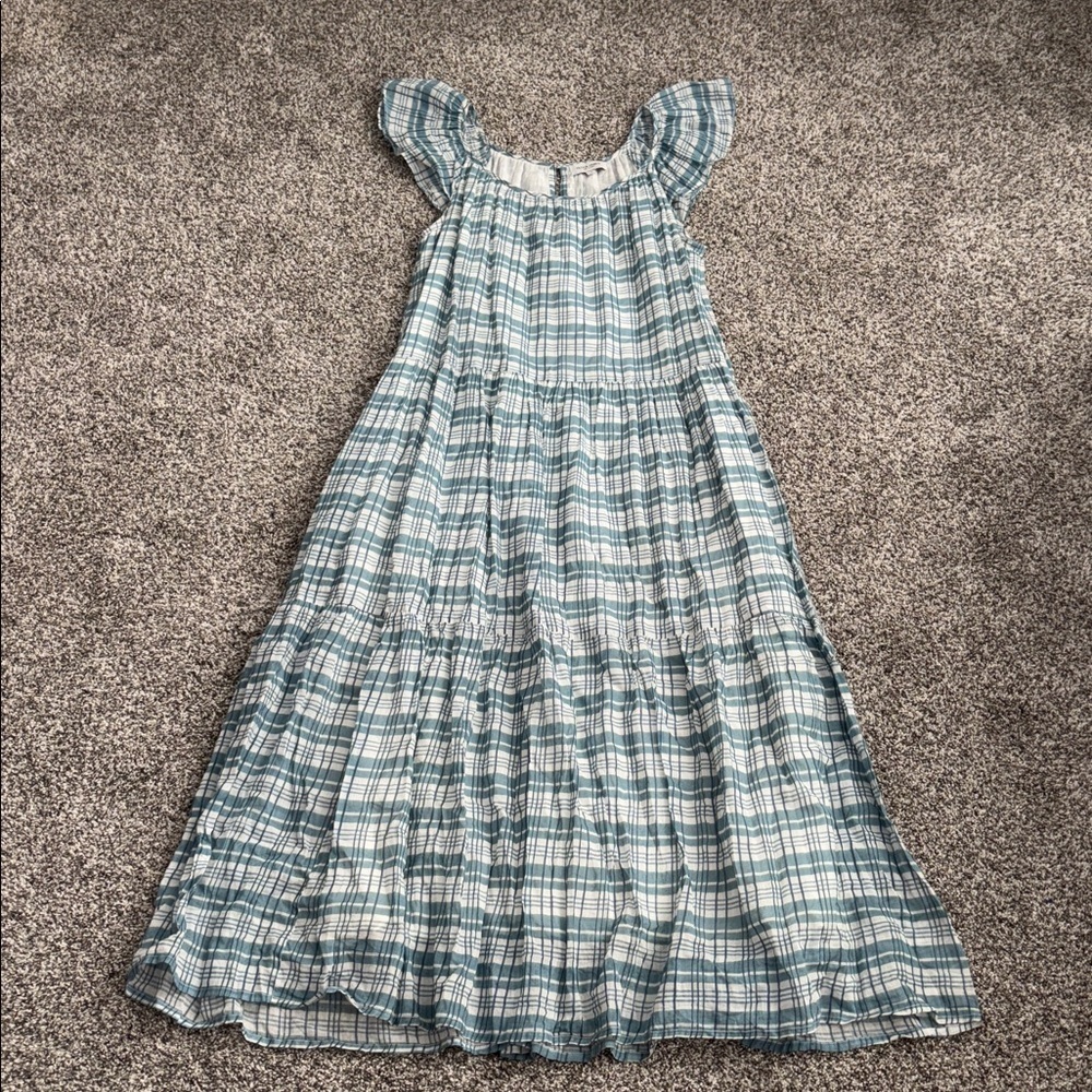 Olivia James The Label Tiered Blue Plaid Oversized Maxi Dress - Picture 3 of 7
